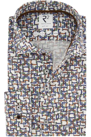 R2 Westbrook Overhemd slim fit wit geprint