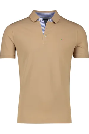 Portofino 3-knoops poloshirt beige korte mouw katoen