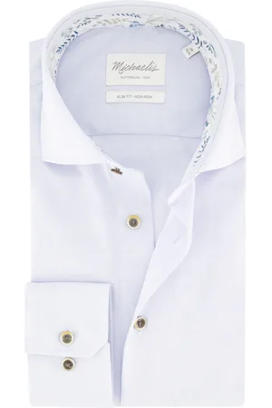 Michaelis Overhemd slim fit strijkvrij gemeleerd katoen