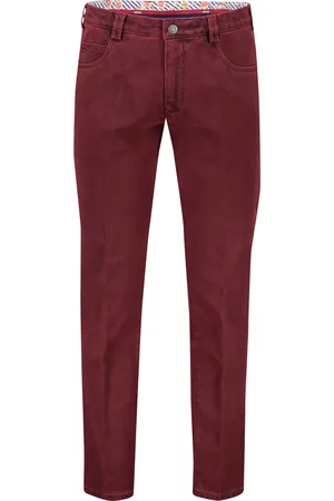 Meyer Katoenen broek donkerrood effen