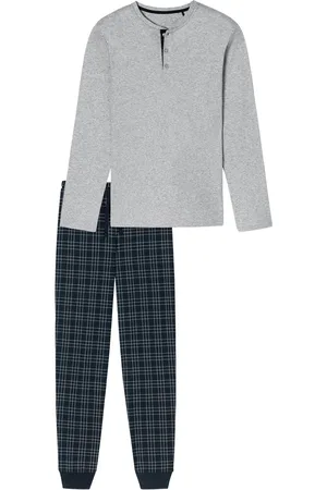 Schiesser Fine Interlock pyjama donkerblauw geprint