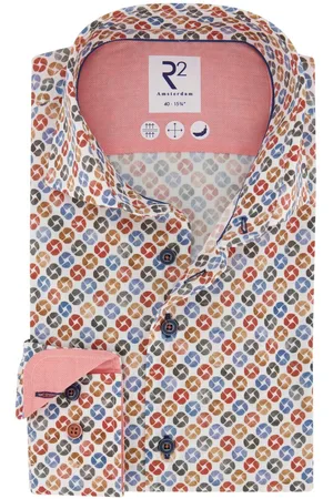 R2 Westbrook Overhemd mouwlengte 7 normale fit met multicolor print