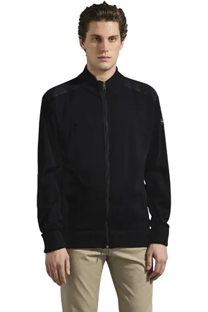 Paul &amp; Shark Vest rits effen wol opstaande kraag wol