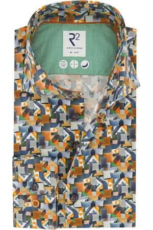 R2 Westbrook Casual overhemd slim fit geprint katoen