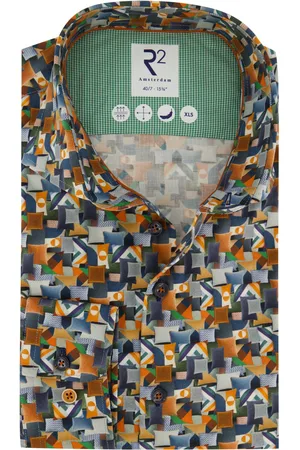 R2 Westbrook Overhemd mouwlengte 7 slim fit met print