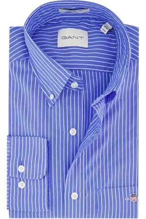 GANT Overhemd middenblauw/wit gestreept
