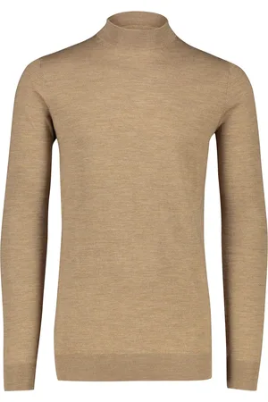 Portofino Trui extra lang turtleneck bruin merinowol
