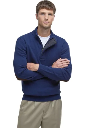 Barbour Half-zip trui knopen diepblauw