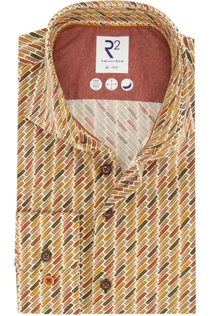 R2 Westbrook Overhemd geprint slim fit katoen