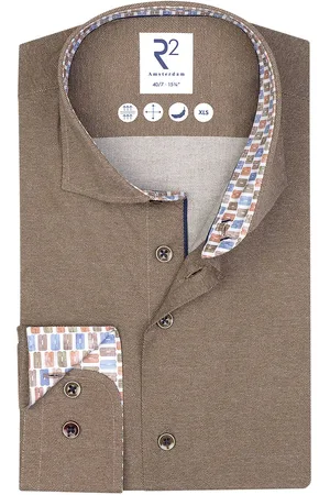 R2 Westbrook Overhemd mouwlengte 7 slim fit effen