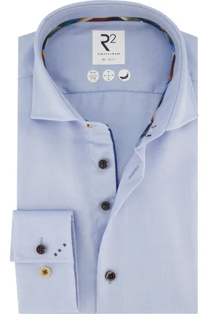 R2 Westbrook Overhemd effen katoen slim fit