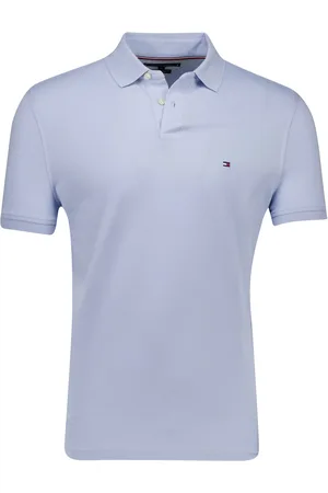 Tommy Hilfiger Effen polo regular fit licht blauw