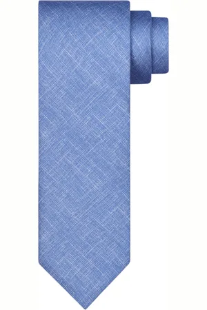 Profuomo Stropdas middenblauw gemêleerd zijde