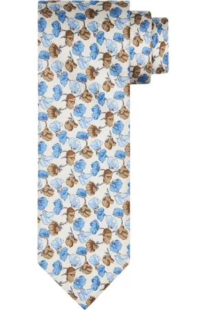 Profuomo Zjide stropdas bruin geprint bloemen