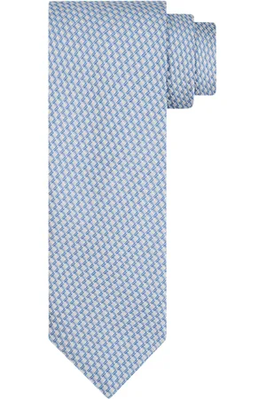 Profuomo Stropdas beige geweven zijde print