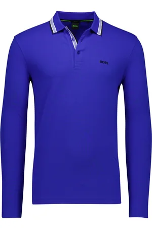 HUGO BOSS Polo lange mouwen plisy kobalt 3 knoops