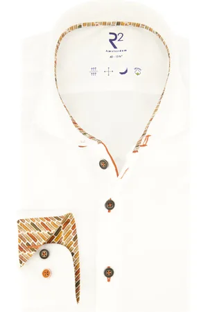 R2 Westbrook Overhemd effen slim fit katoen