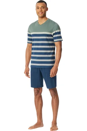 Schiesser Shortama navy groen pyjama