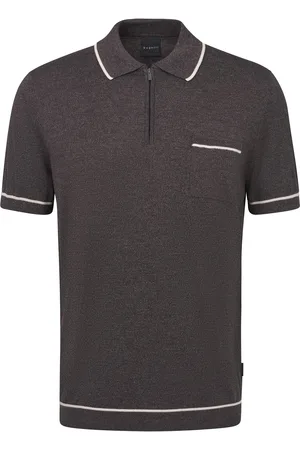 Bugatti Polo met rits wijde fit katoen