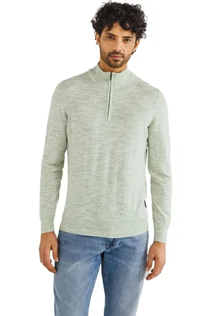 State of art Half zip trui lichtgroen gemêleerd