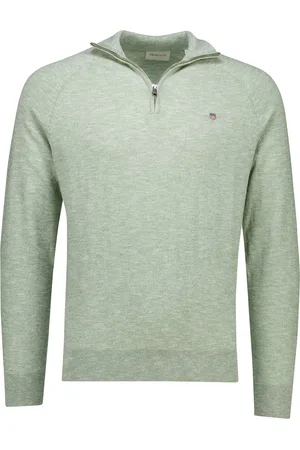 GANT Trui gemeleerd half zip gemêleerd