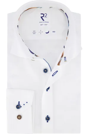 R2 Westbrook Overhemd mouwlengte 7 effen wide collar
