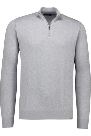 Paul &amp; Shark Trui effen half zip normale fit katoen en zijde