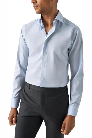 Eton Overhemd Solid Signature Oxford gemêleerd
