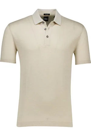 HUGO BOSS Black linen blend H-Press polo