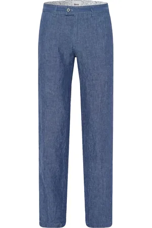 Brax Pantalon linnen effen flatfront gemêleerd