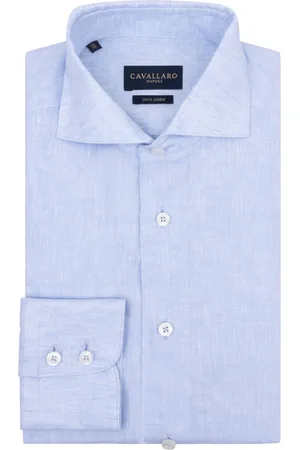 Cavallaro Napoli Firento effen overhemd linnen slim fit