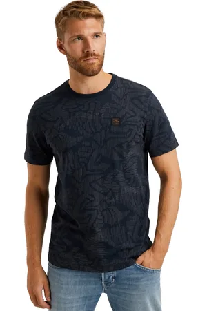 PME Legend™ T-shirt met allover print blauw katoen regular fit