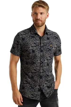 PME Legend™ Overhemd korte mouw blauw geprint katoen