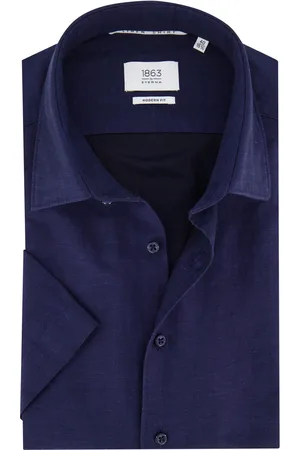ETERNA Overhemd donkerblauwe comfort fit korte mouw