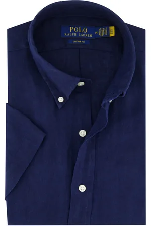Ralph Lauren Custom Fit overhemd navy korte mouw