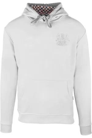 Aquascutum Monotone Aldis Emblem Logo White Hoodie