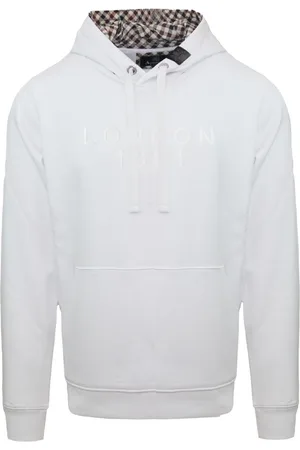 Aquascutum Bold London 1851 Logo White Hoodie