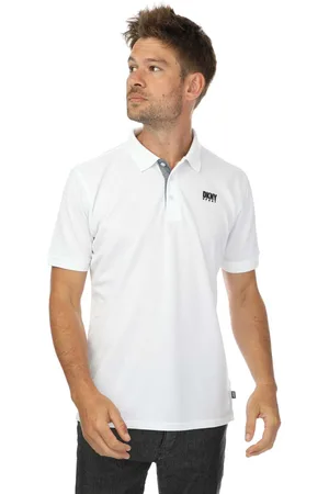 DKNY Heren Tonale Logo Polo in Wit Zwart