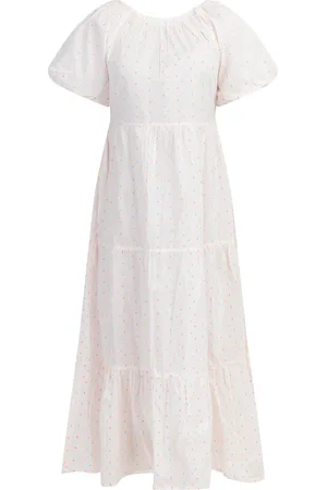 myMo Maxi jurk Dames roze oranje stippen