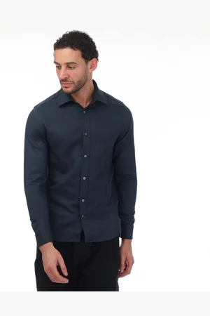 Ted Baker Heren Crotone overhemd met lange mouwen en visgraatmotief in