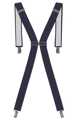 Enzo Heren elastische polka dot bretels - marineblauw