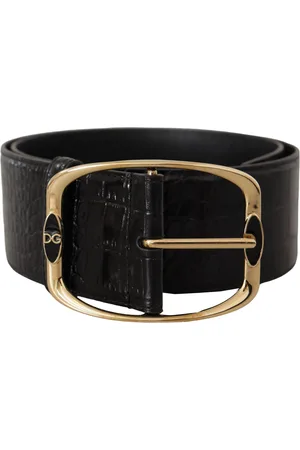 Dolce & Gabbana Krokodillenprint Gouden Metalen Logo Gesp Riem