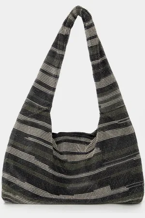 KARA Hobo Crystal Mesh Armpit Bag - - Strass - Zwarte Strepen