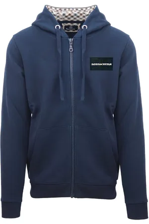 Aquascutum Box Gothic Logo Blue Zip-Up Hoodie
