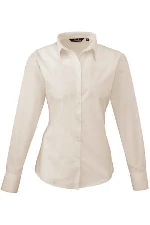 Premier Dames/Dames Shirt Met Lange Mouwen (Natuurlijk)