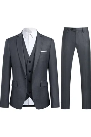 Allthemen 3-delig slim-fit modieus DimGrey pak met één knoop