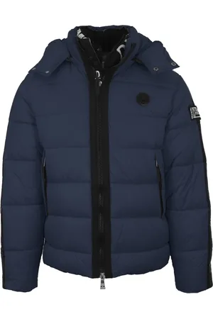 Philipp Plein Padded Small Circular Logo Navy Blue Jacket