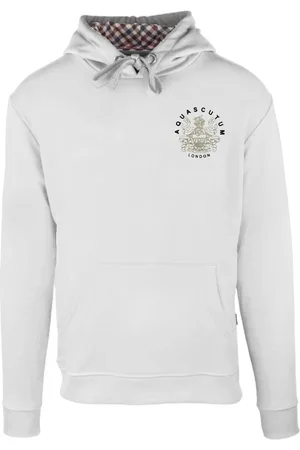 Aquascutum Aldis Emblem Logo White Hoodie