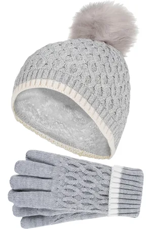 Heat Holders Meisjes Thermische Pom Pom Muts En Handschoenen - Wolkengrijs