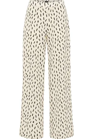 Dreimaster Stof broek Dames wol wit zwart